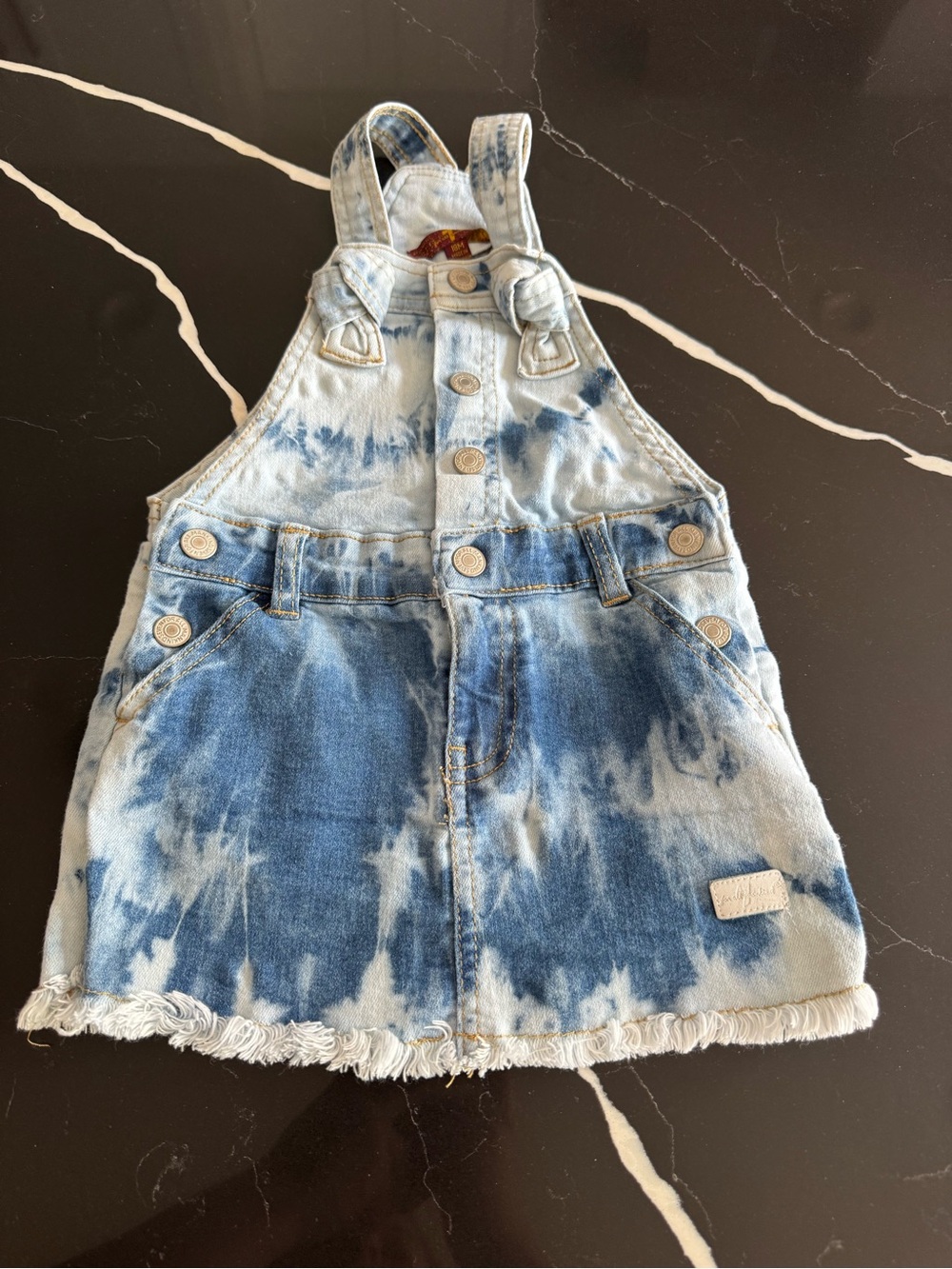 7 For all‎ Mankind Blue Tie-Dye Denim Overall Dress